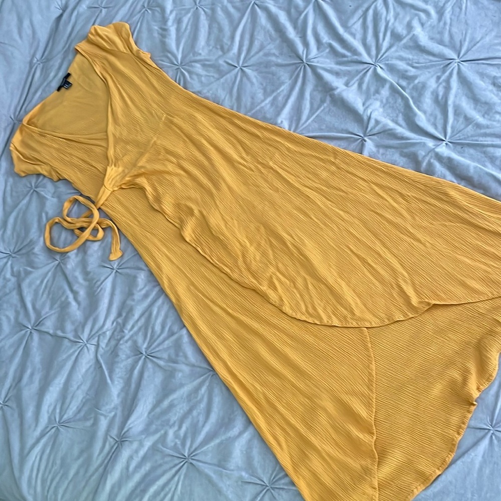 Mustard yellow wrap maxi dress